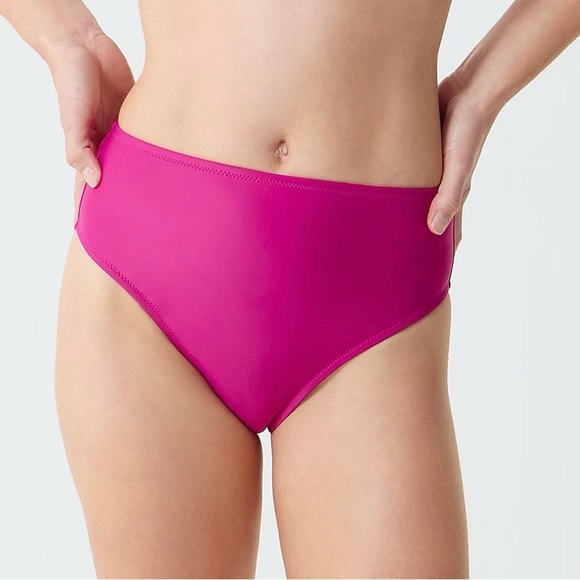 ! J Crew Magenta Orchid High- rise Bikini Bottom NWT (B0393 B3) - Picture 1 of 3